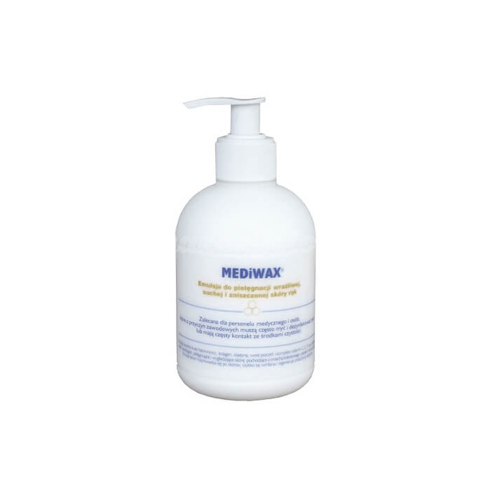 Medilab Mediwax 330ml z pompką do pielęgnacji wrażliwej, suchej oraz podrażnień skóry rąk i ciała.