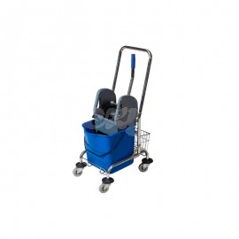 CleanPro Wózek jednowiaderkowy chromowany z prasą 1x23L