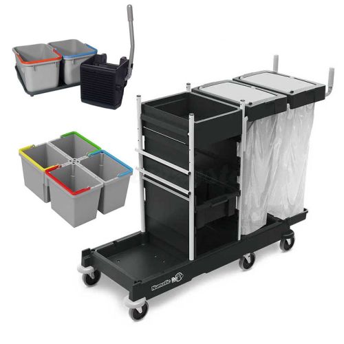 Numatic SM4 SRK1 SRK21 – wózek serwisowy z wyciskarką i dwoma uchwytami na worki